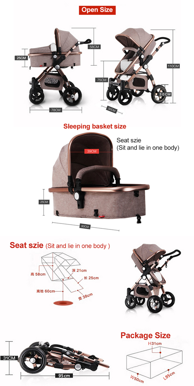 Two way push baby pram stroller rotation 360 degree baby carries carriage