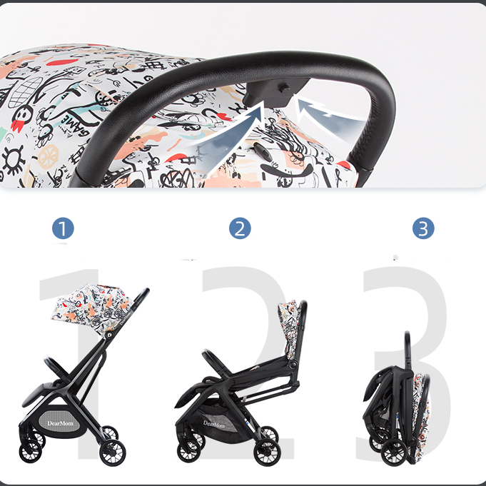 Convenient & One-Hand Fold/Unfold railway aluminum horse drawn baby walker buggy for babies