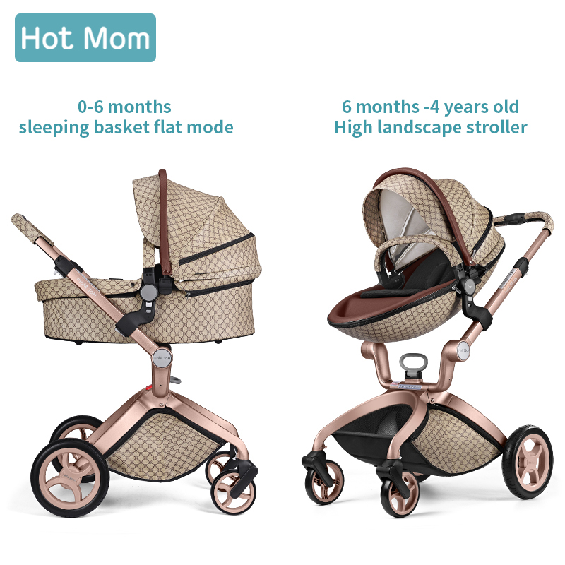 2022 Original Hot Mom 3 in 1 Baby stroller Newborn High Landscape Fashion Carriage Folding Shock Bab