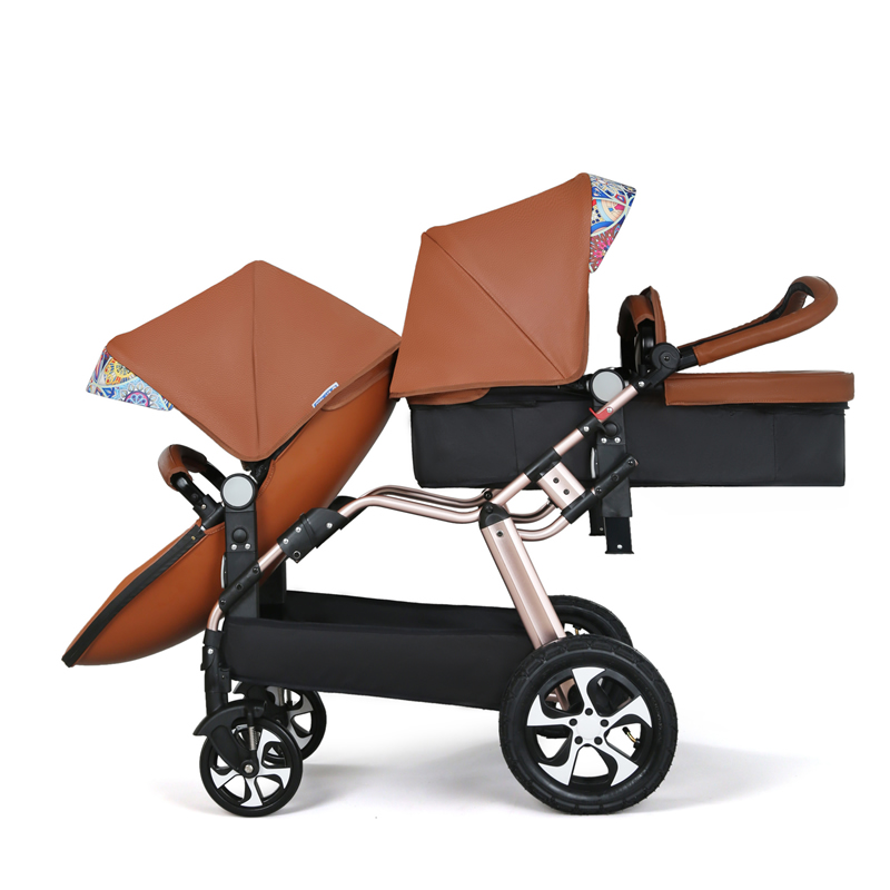 Luxury 2 In 1 European Double Twins Light Tandem Pushchairs 2 Baby 2In1 2 Seat Stroller