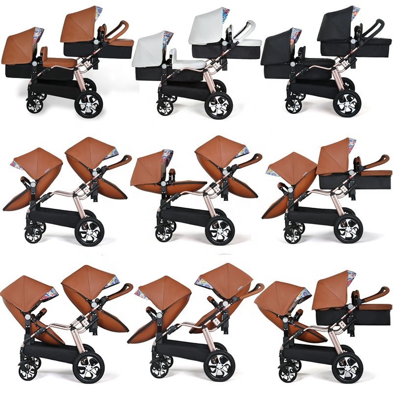 Luxury 2 In 1 European Double Twins Light Tandem Pushchairs 2 Baby 2In1 2 Seat Stroller