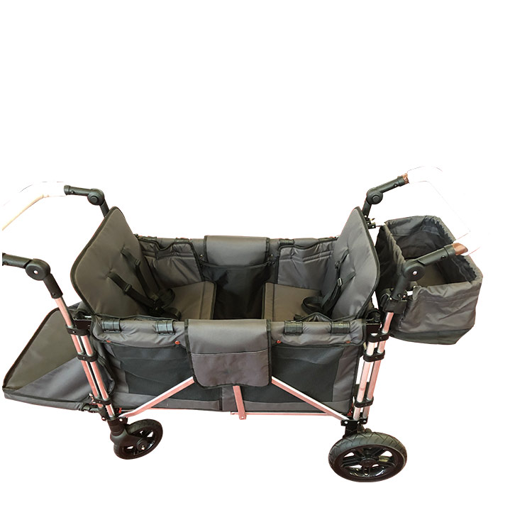 JXB Christmas Hot Sale Outdoor Push And Pull Aluminum Alloy Collapsible Camping Twins Stroller Wagon