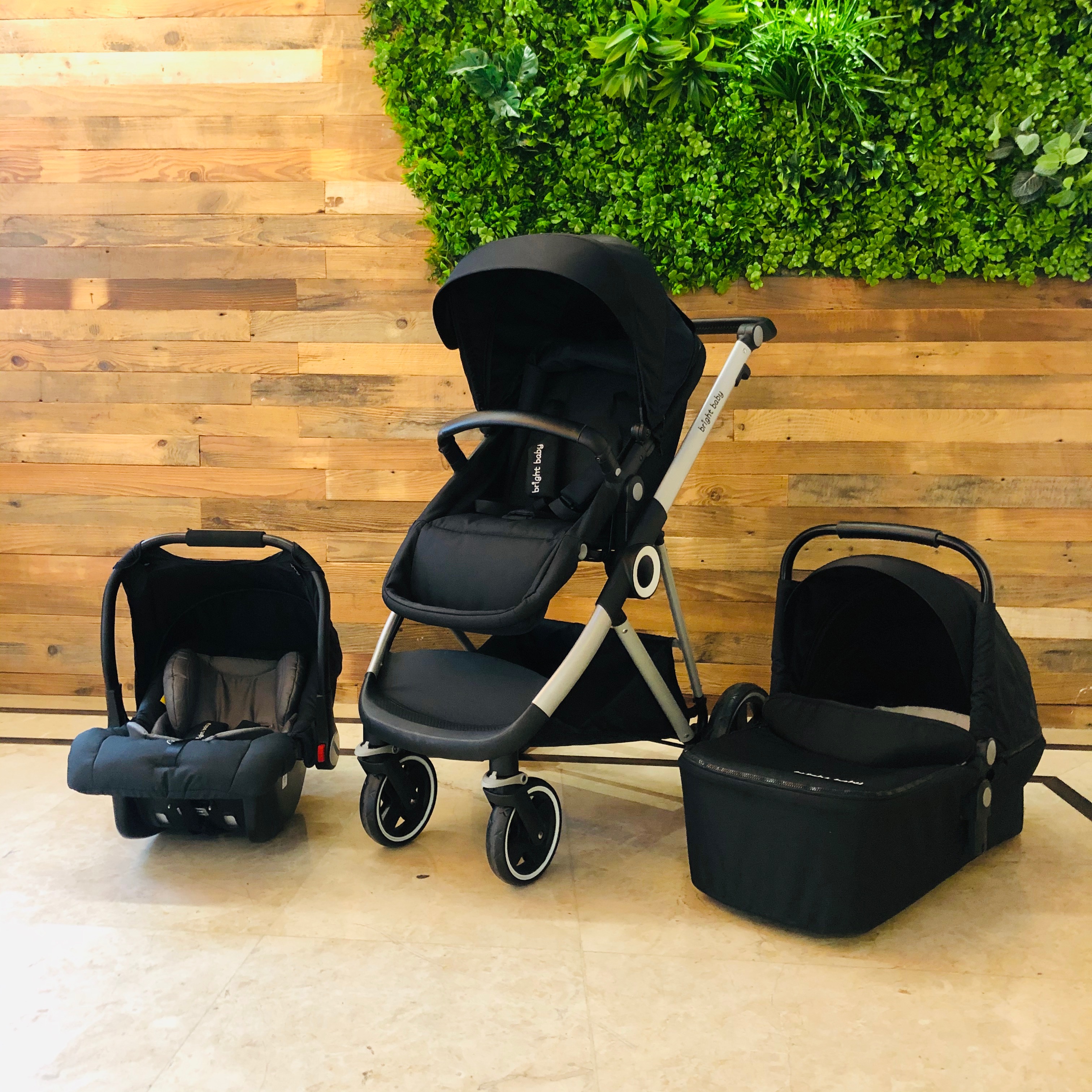 Brightbebe new hot mom 3 in 1 luxury high landscape baby stroller pram travel system for baby with b