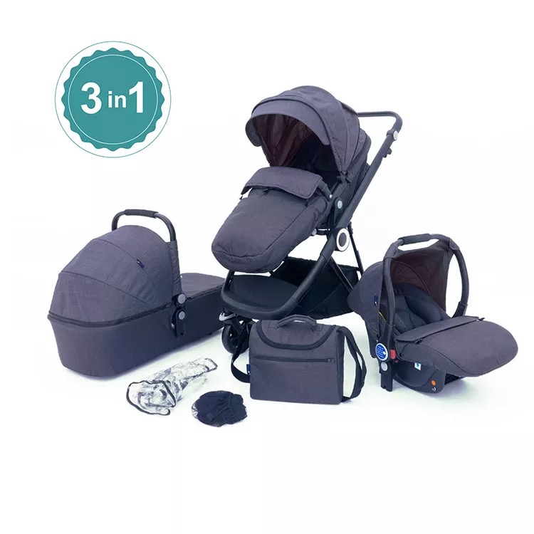 Brightbebe new hot mom 3 in 1 luxury high landscape baby stroller pram travel system for baby with b