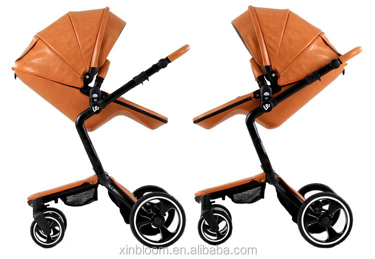 Chinese wholesale Height quality Aluminum frame EN1888 TS68 Leather Travel Luxury Foofoo baby stroll