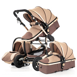 Luxurious Baby Stroller 3 in 1 Portable Travel Baby Carriage Folding Prams Aluminum Frame High Lands