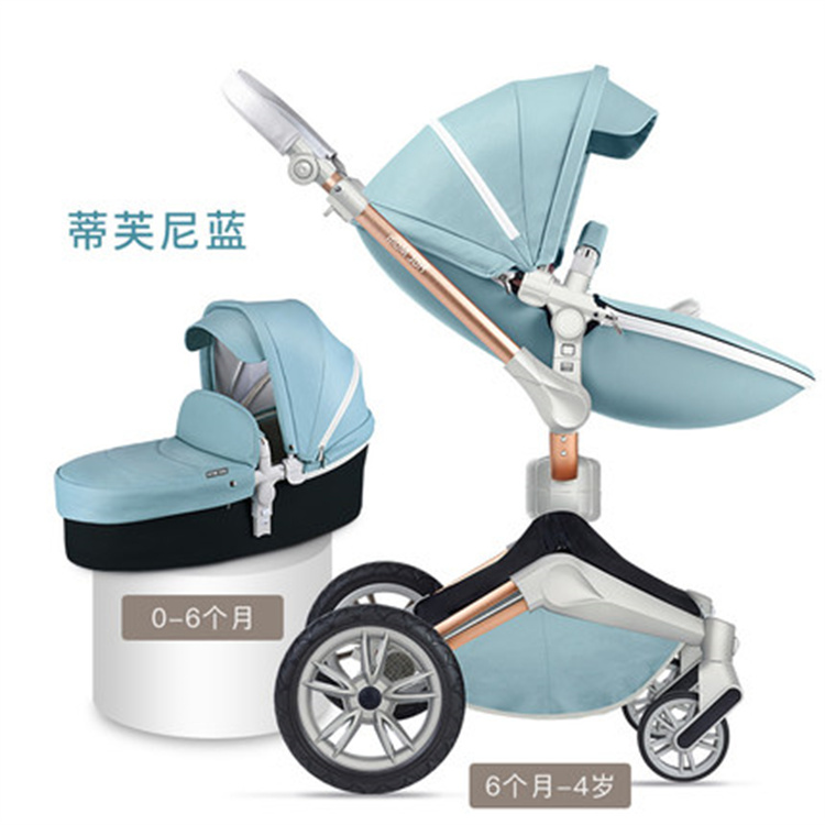 hot mom  Baby Stroller Hot Sell New Leather Baby Carriage Model 3 in 1 Pink Space Black Business Whi
