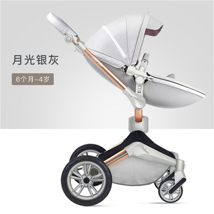 hot mom  Baby Stroller Hot Sell New Leather Baby Carriage Model 3 in 1 Pink Space Black Business Whi