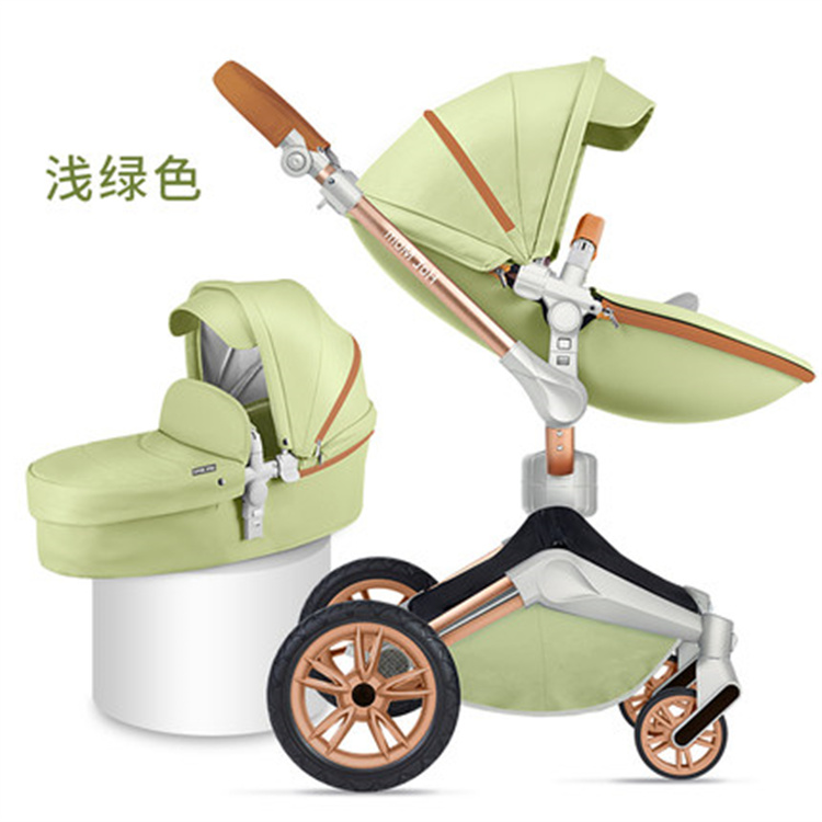 hot mom  Baby Stroller Hot Sell New Leather Baby Carriage Model 3 in 1 Pink Space Black Business Whi