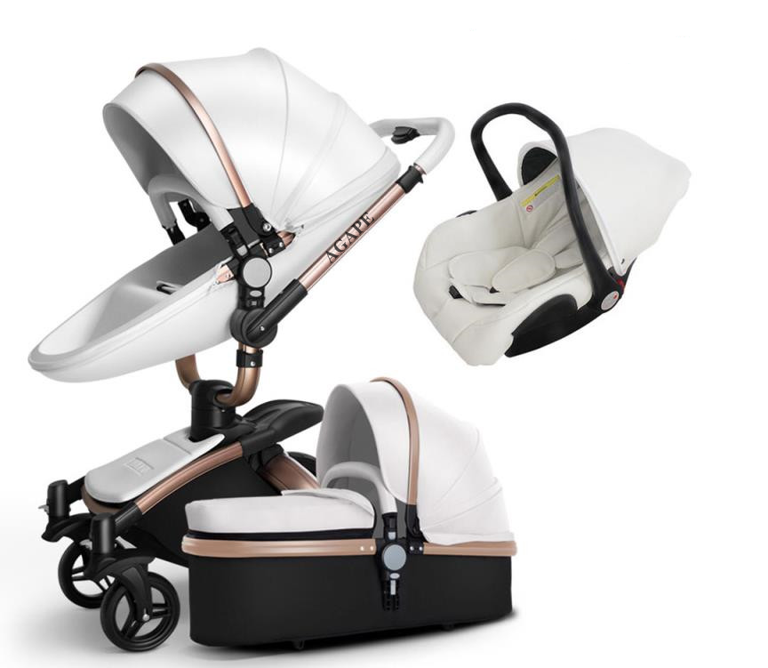 2022 Agape Amazon Hot Sell New Model 3 in 1 Baby Stroller Leather Baby Carriage