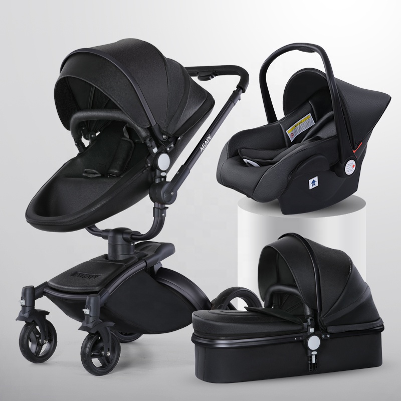 2022 Agape Amazon Hot Sell New Model 3 in 1 Baby Stroller Leather Baby Carriage