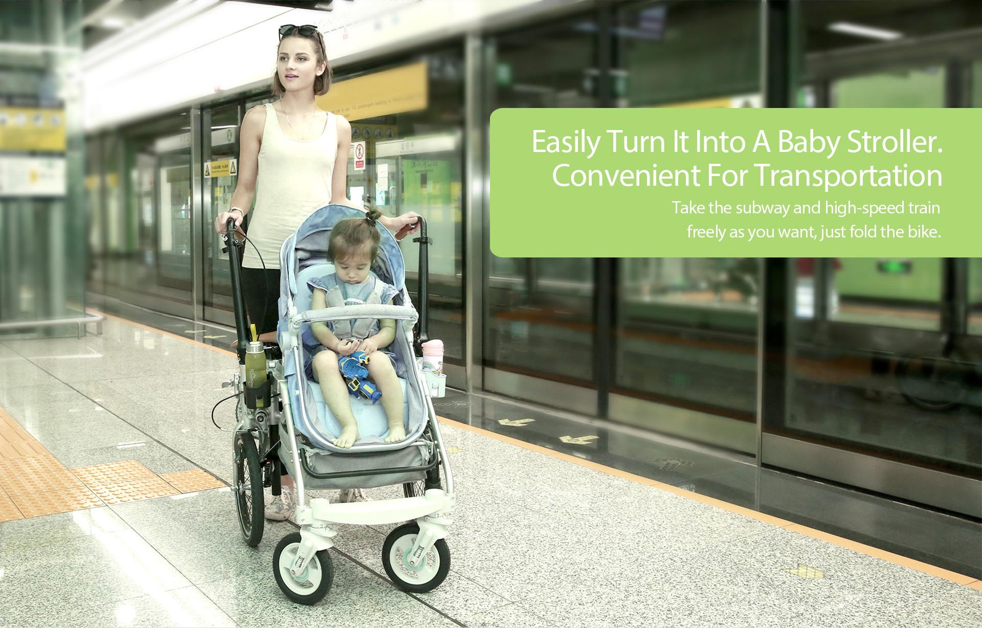 New Design 2022 Hot Sale 16'' Parent-child  Trolley Stroller Bicycle16'' Foldable Baby-Parent Bike B