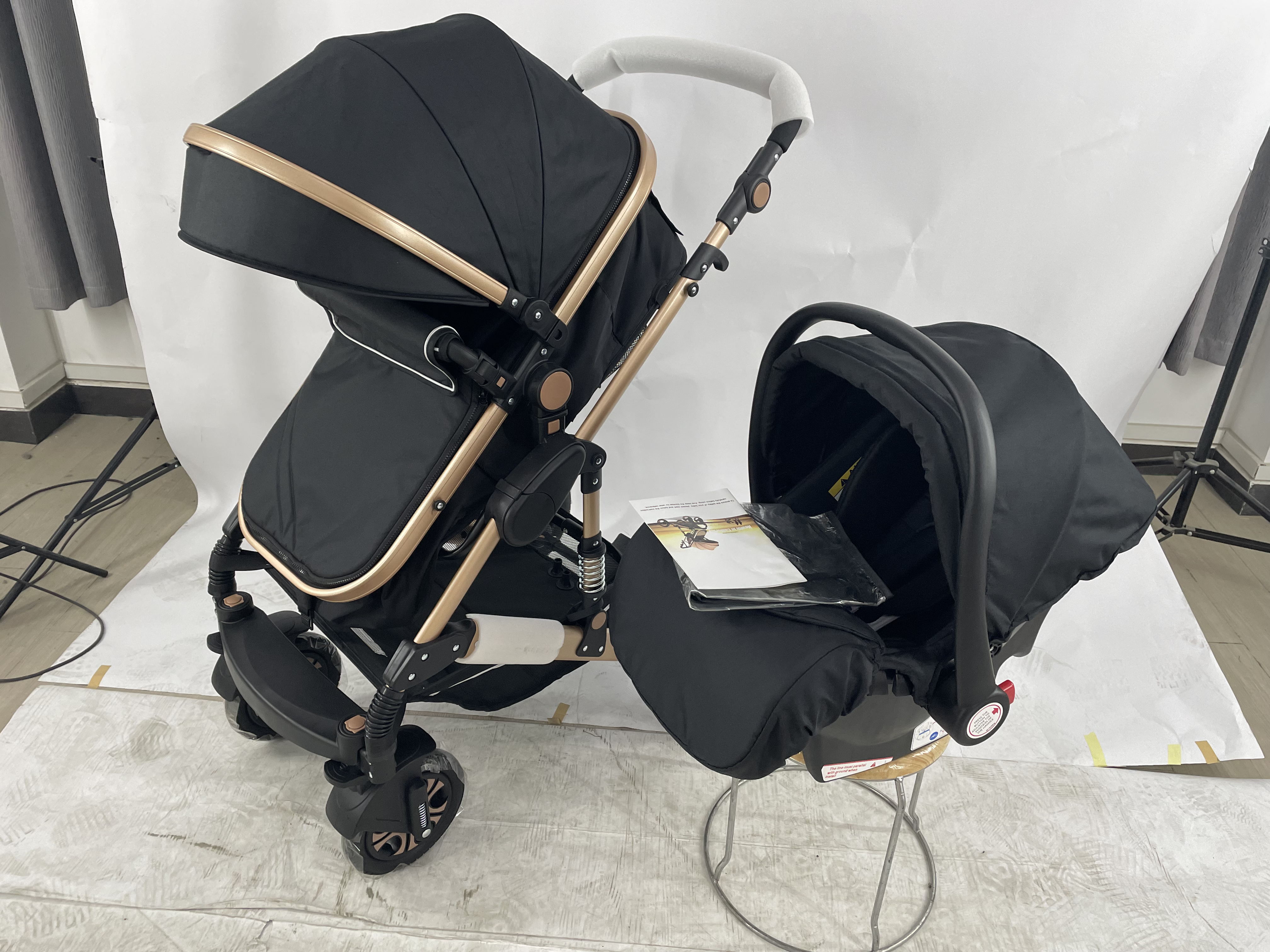 Pram Giant Set 15-Piece Combination Pushchair Baby Carrycot Buggy Baby Seat Stroller 3-in-1 , Alumin