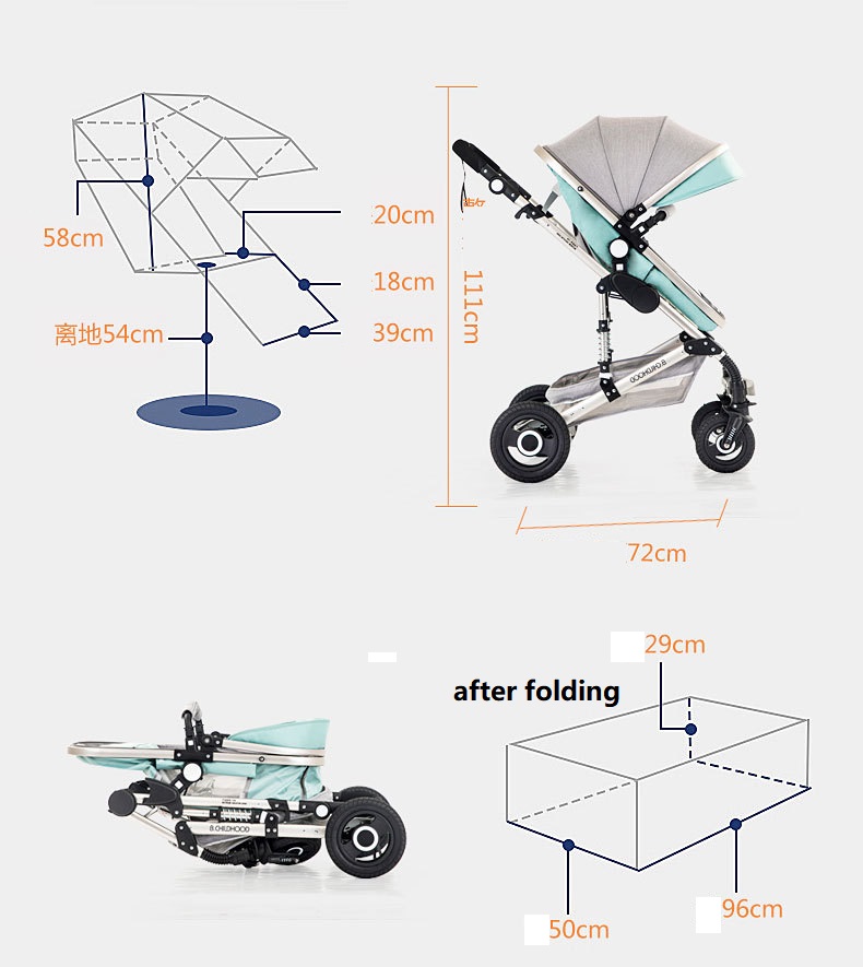 Wholesale 2022 Multi-Function Baby Carriage Baby Pram 3 In 1 Baby Strollers