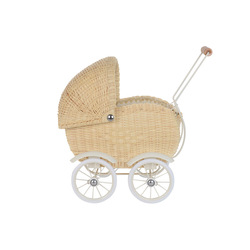Baby Walker Doll Wicker Stroller Buggy Carriage Rattan Doll Pram With Wheels Kids Room Decoration Re