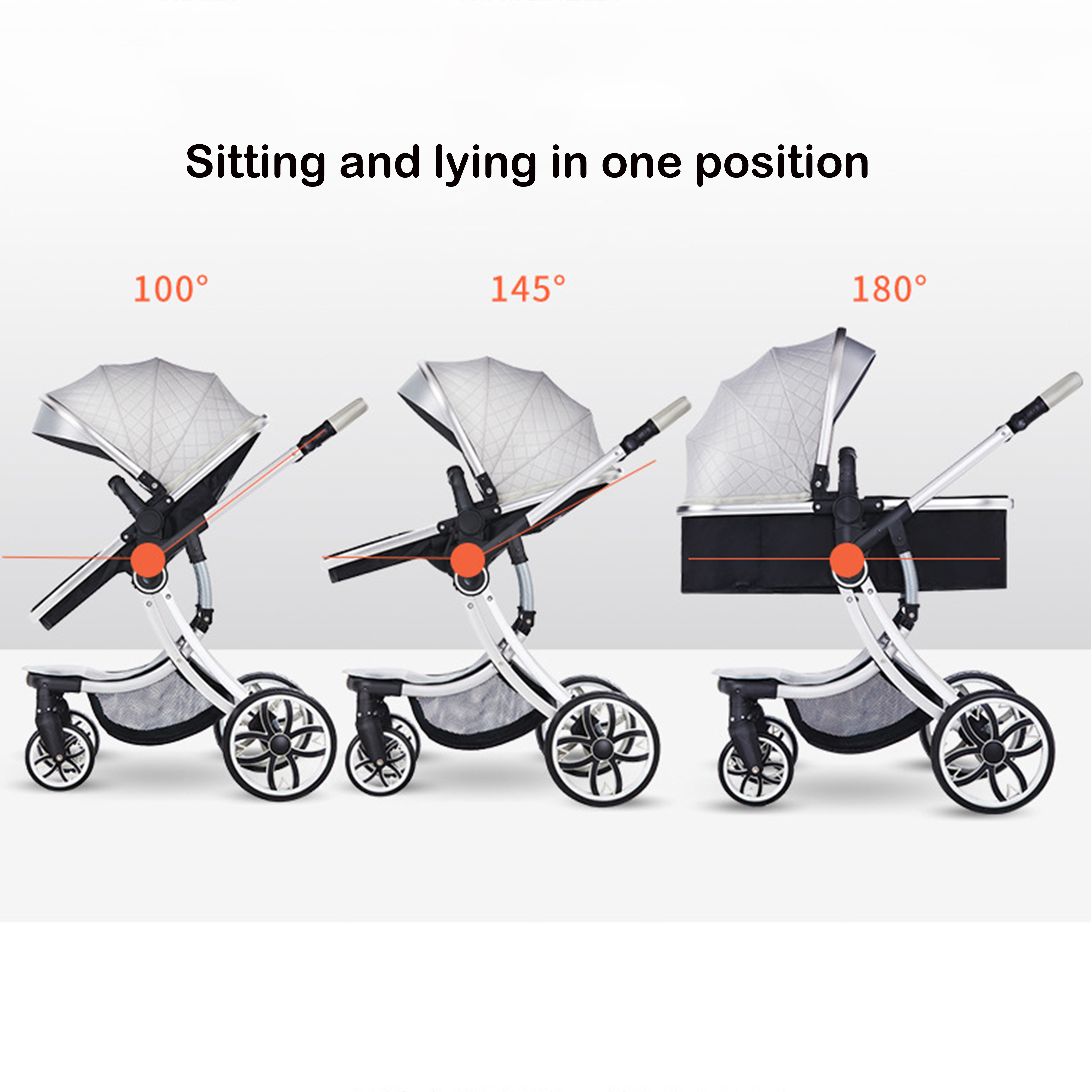 White Aluminum Alloy Plastic sleeping bag baby stroller baby 3 in 1