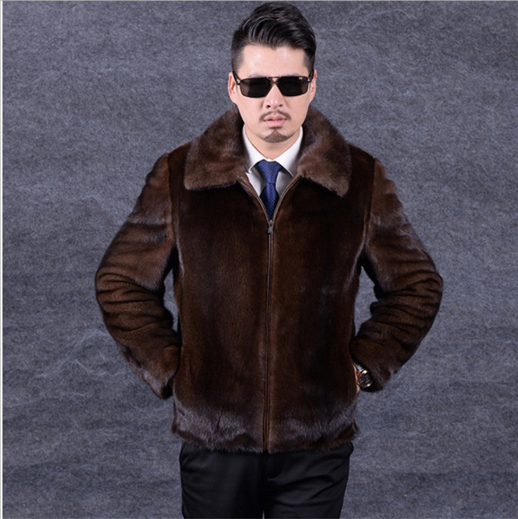 YQ249 Free shipping New style winter warm brown artificial mink fur real fur coat for mens