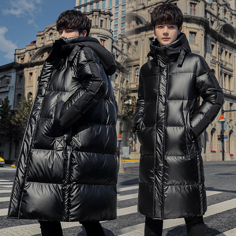 New Trend Customized Logo Men'S Long Neutral Casual Thick Warm White Duck Down Coat Stand Collar Out