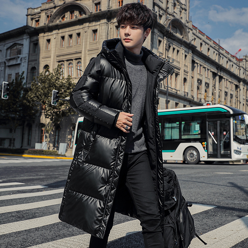 New Trend Customized Logo Men'S Long Neutral Casual Thick Warm White Duck Down Coat Stand Collar Out