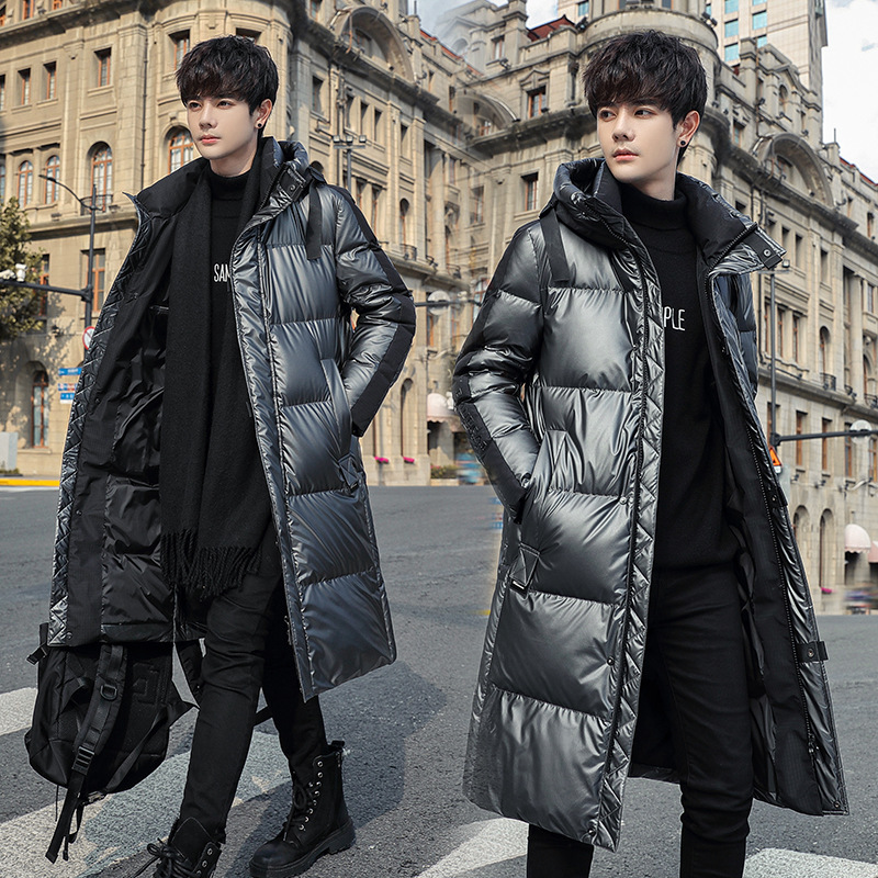 New Trend Customized Logo Men'S Long Neutral Casual Thick Warm White Duck Down Coat Stand Collar Out