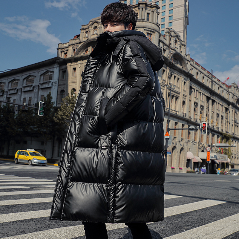 New Trend Customized Logo Men'S Long Neutral Casual Thick Warm White Duck Down Coat Stand Collar Out