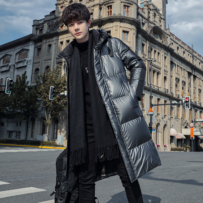 New Trend Customized Logo Men'S Long Neutral Casual Thick Warm White Duck Down Coat Stand Collar Out