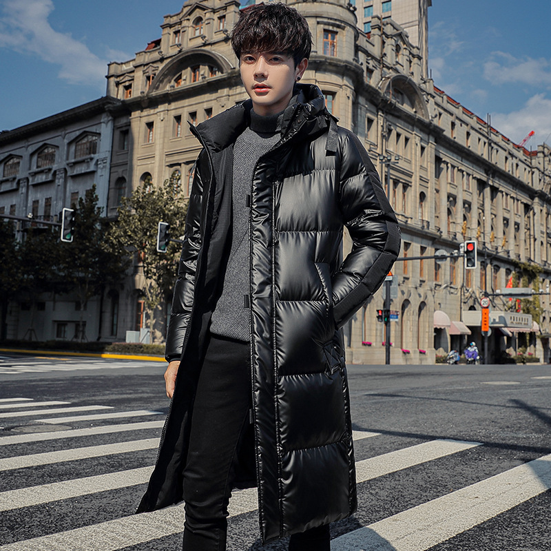 New Trend Customized Logo Men'S Long Neutral Casual Thick Warm White Duck Down Coat Stand Collar Out