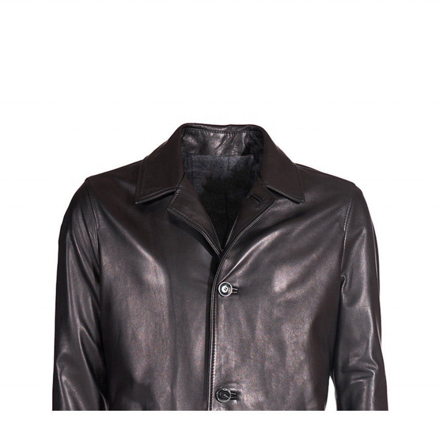 Made in Italy black leather coat for men OEM service high quality 100% Italian real leather jacket w