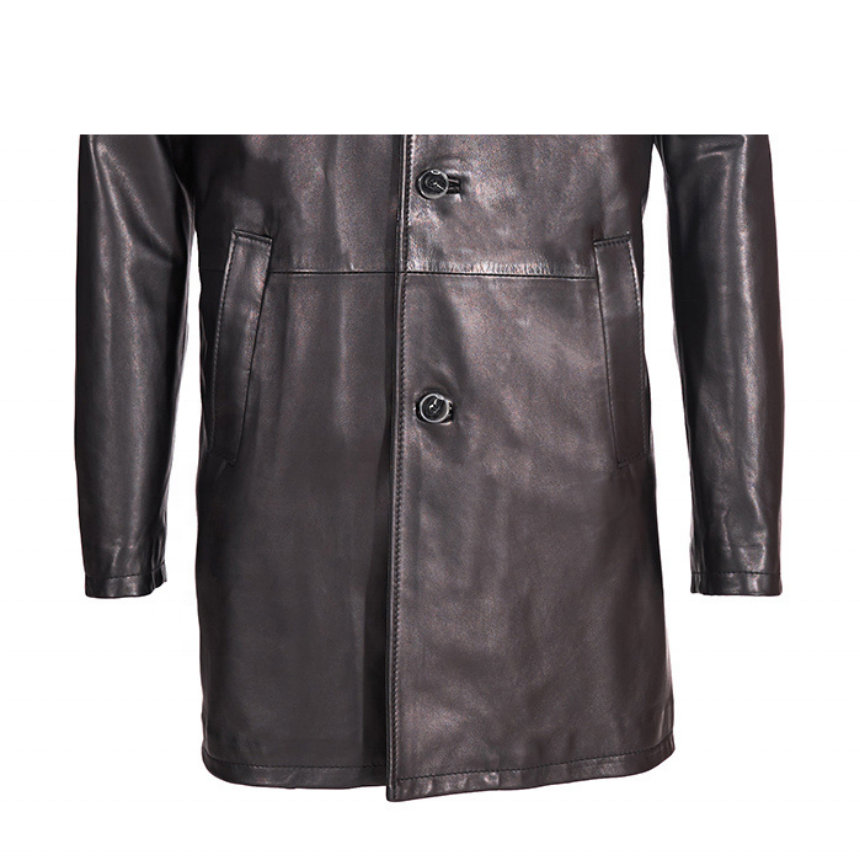 Made in Italy black leather coat for men OEM service high quality 100% Italian real leather jacket w
