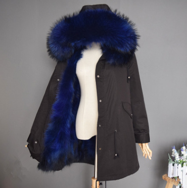 Custom size and colors real fox raccoon fur coat parka jacket for men