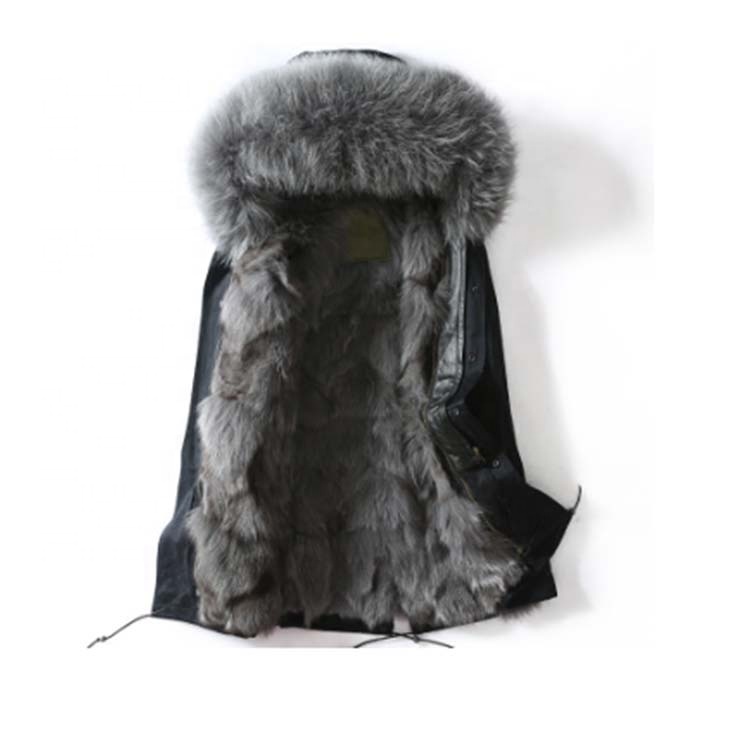 Custom size and colors real fox raccoon fur coat parka jacket for men