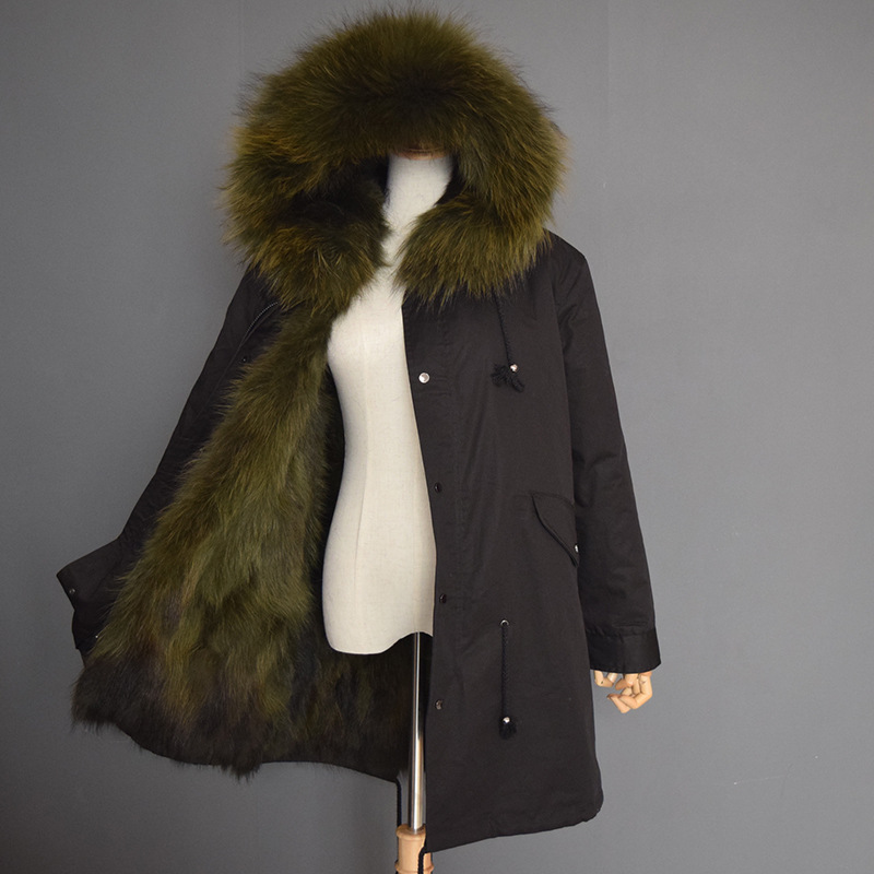Custom size and colors real fox raccoon fur coat parka jacket for men