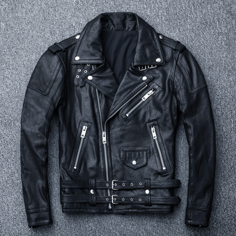 PDEP 2021 plus size 4XL black genuine leather jacket for men basic winter leather jacket coat windpr