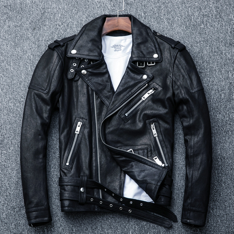 PDEP 2021 plus size 4XL black genuine leather jacket for men basic winter leather jacket coat windpr