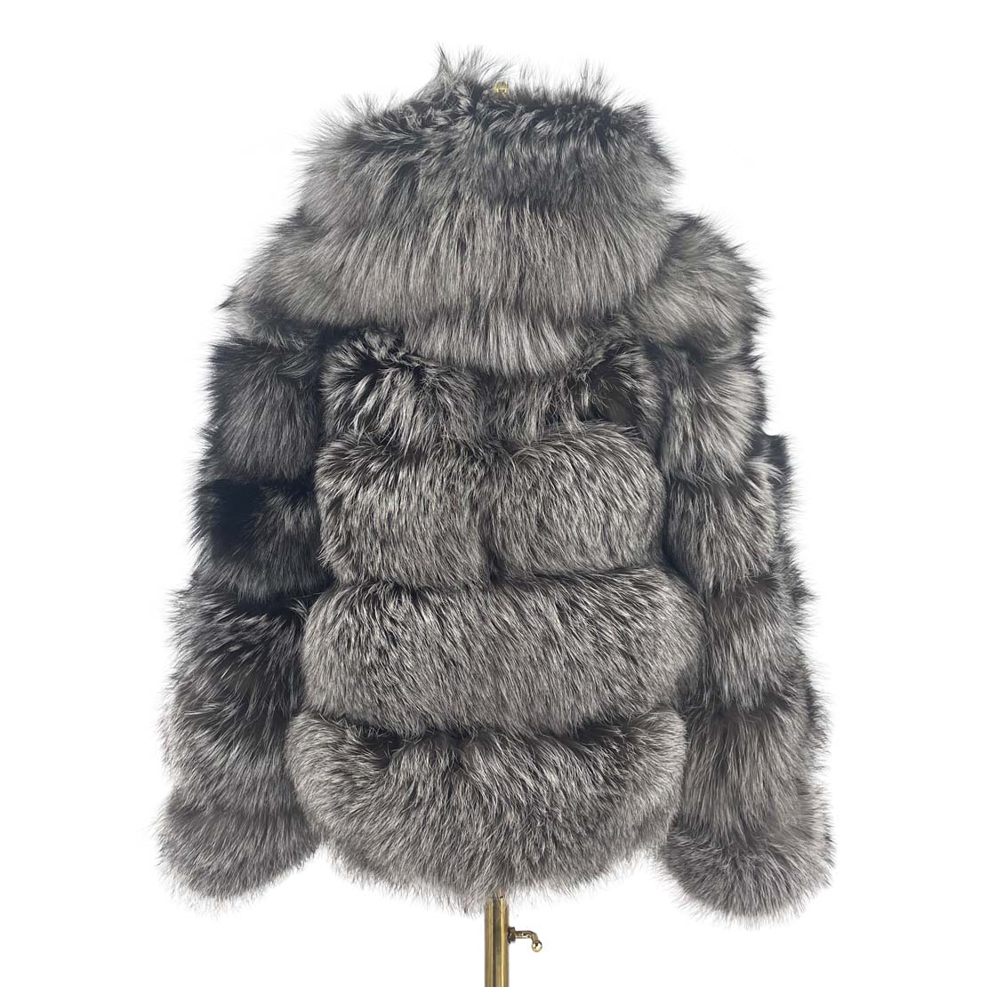 QIUCHEN-QC8143 winter mens real silver fox fur jacket with fur hood luxury thick hoodies plus size c