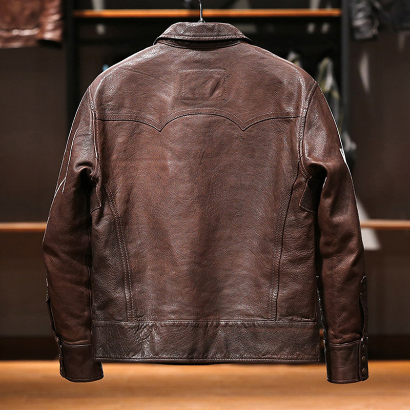 Special Brown Men Casual High Quality Men's Coat Biker Real Sheep Leather Jacket