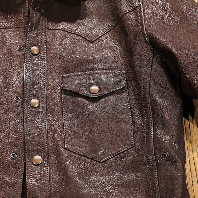 Special Brown Men Casual High Quality Men's Coat Biker Real Sheep Leather Jacket