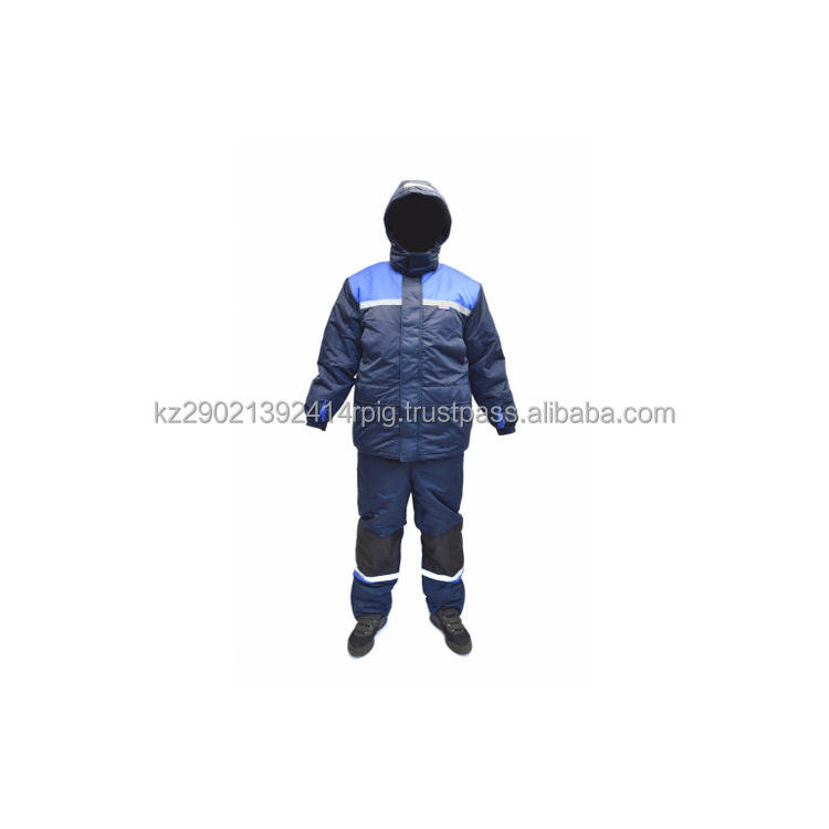 Workwear uniform Global-206-05 insulated suit jacket with detachable insulation trousers blue  p/e 1