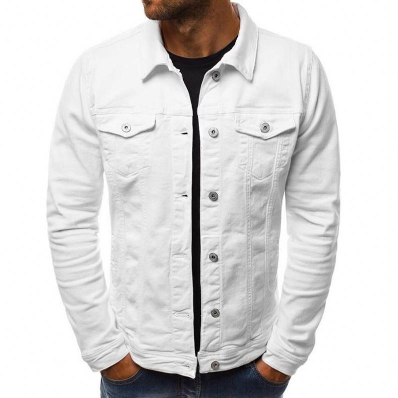 hot Wholesale custom LOGO XL jacket white gray men's jeans jacket wholesale men's windbreaker jacket