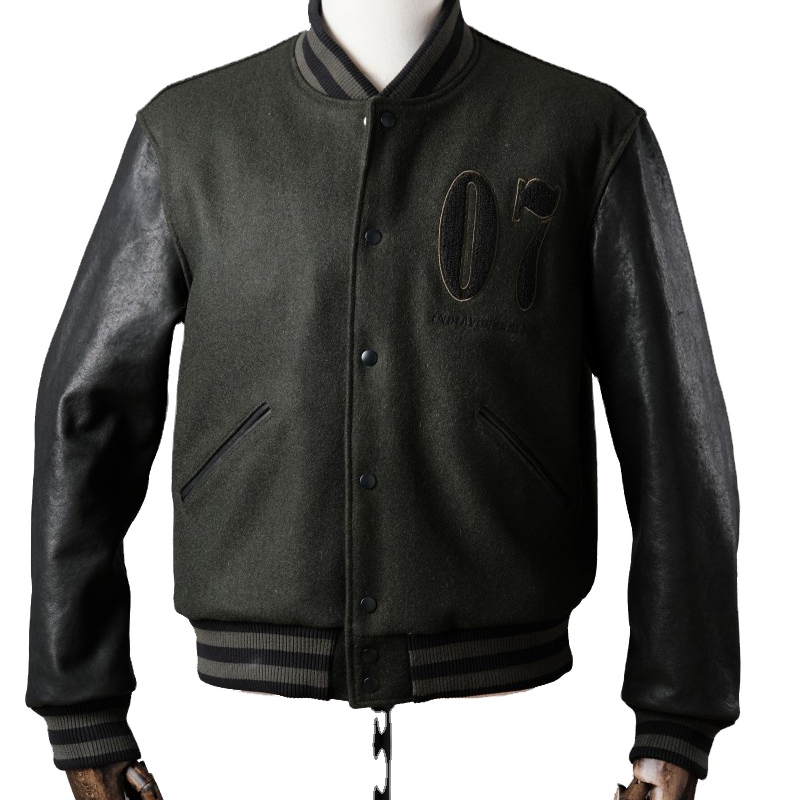 Luxuriously tailored my leather jacket wool panels real cowhide sleeves Varsity Jacket high density 