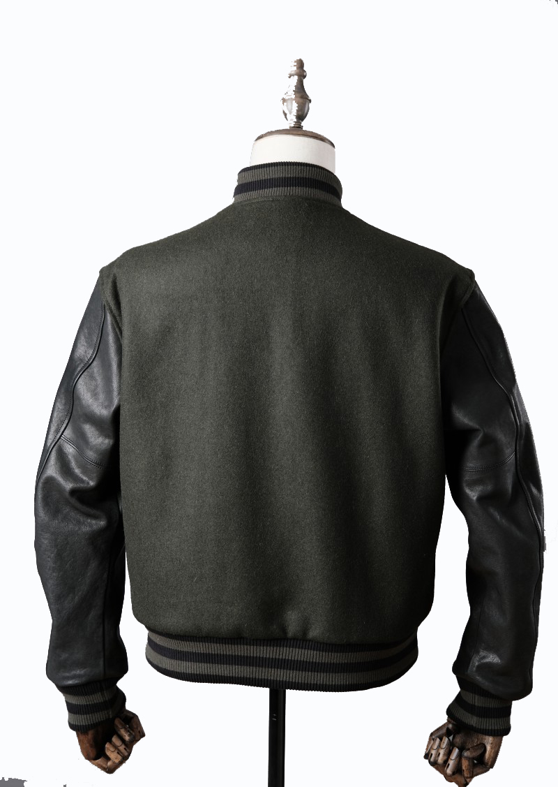 Luxuriously tailored my leather jacket wool panels real cowhide sleeves Varsity Jacket high density 