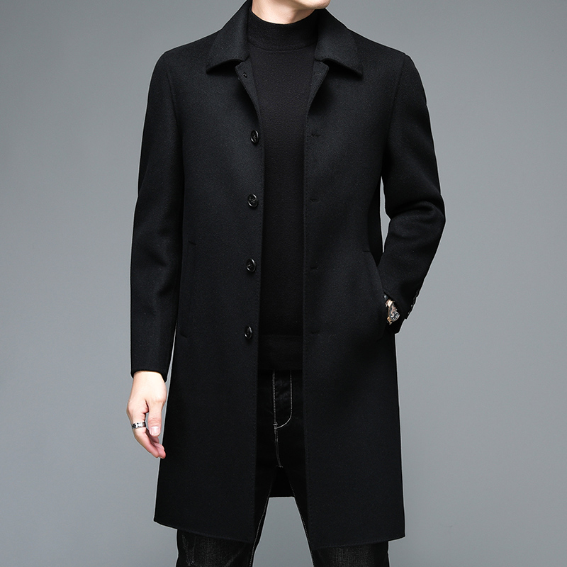 Winter clothing boutique European and American long slim single-breasted trench coat men's high-end 