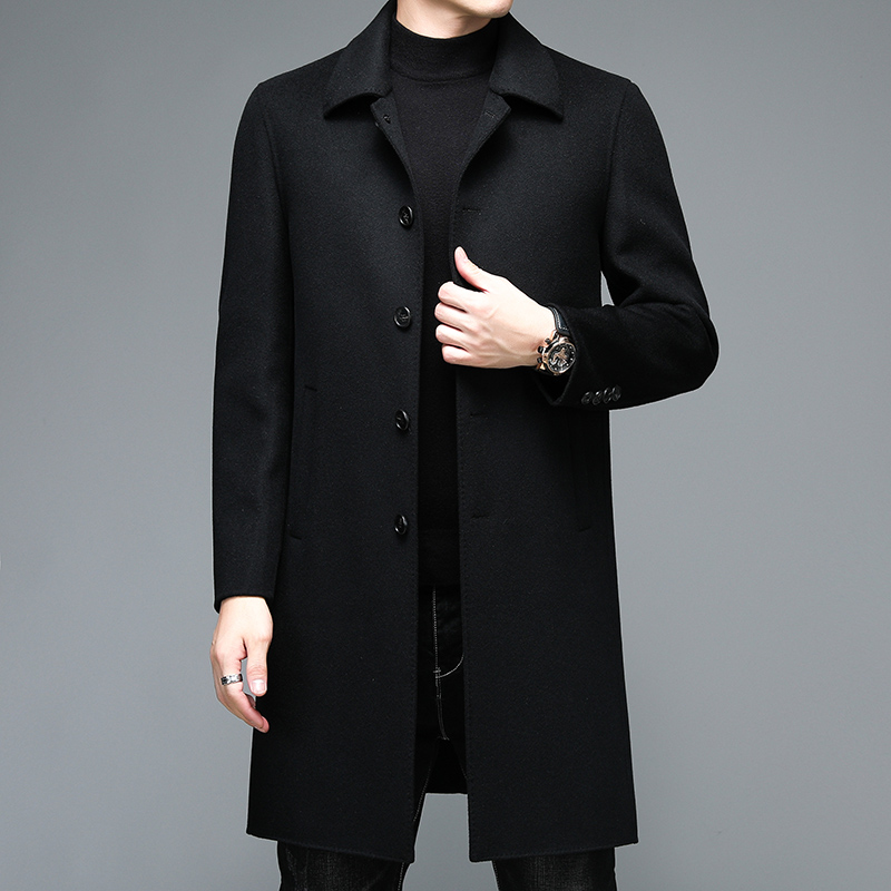 Winter clothing boutique European and American long slim single-breasted trench coat men's high-end 