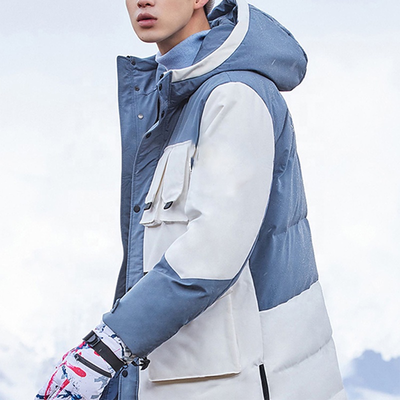 OEM Custom Windproof Contrast Color Ski Suit Winter Outdoor Sport Waterproof Men's Ski Puffer Jacket
