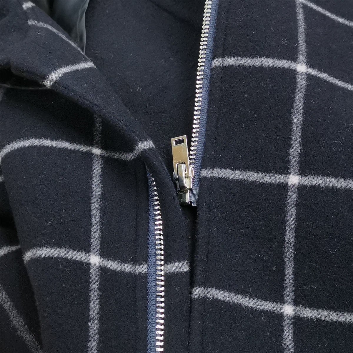 Zeqing 2020 spring new Plaid zipper hooded 100% wool casual elegant men's double-sided tweed coat