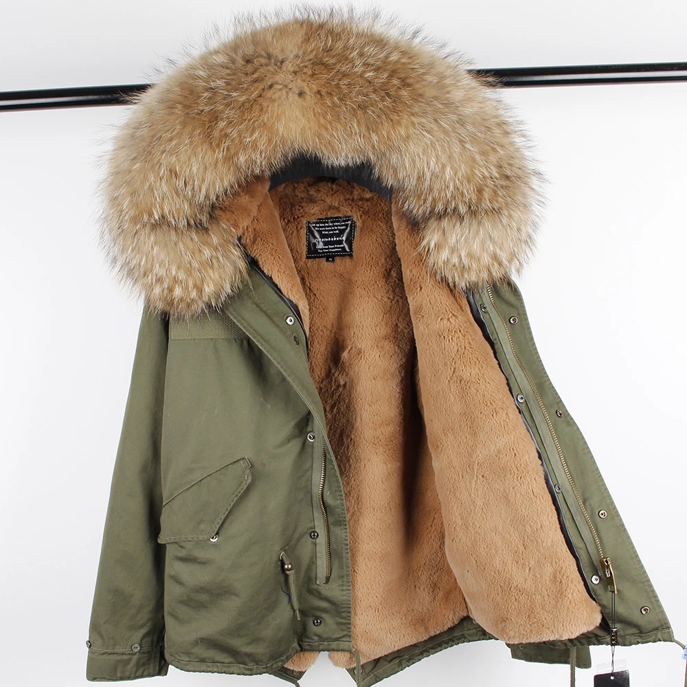 2022 Men Winter Short Jacket Real Raccoon Fur Hooded Coat Faux Fur Lined Parka Winter clothes men