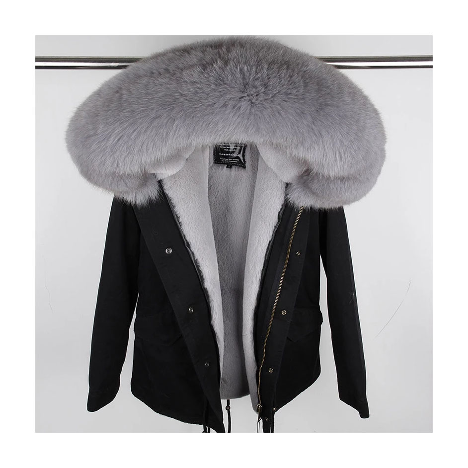 2022 Men Winter Short Jacket Real Raccoon Fur Hooded Coat Faux Fur Lined Parka Winter clothes men