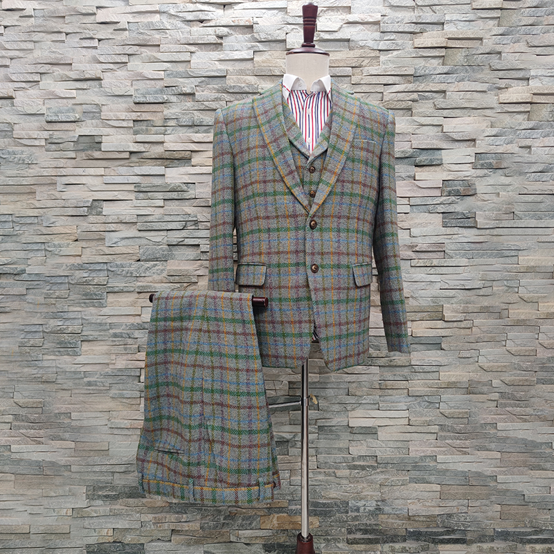 Customized Men's Slim Green Three Piece Suit Wedding Dress