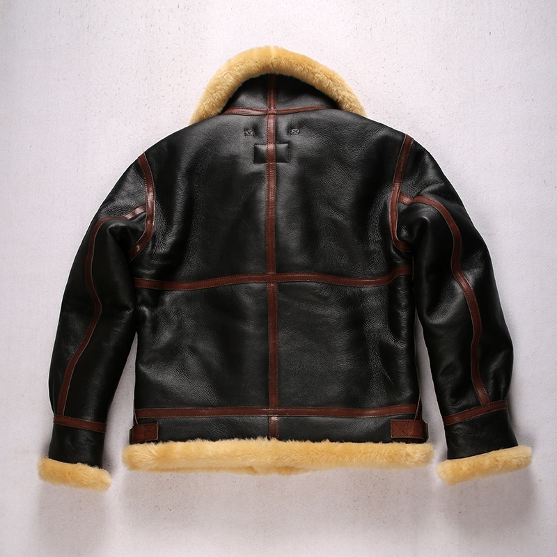 Factory Custom Winter Oil Wax Horse Fur Lapel Air Flying Wings B3 Sheep Fur Men's Bomber Jackets