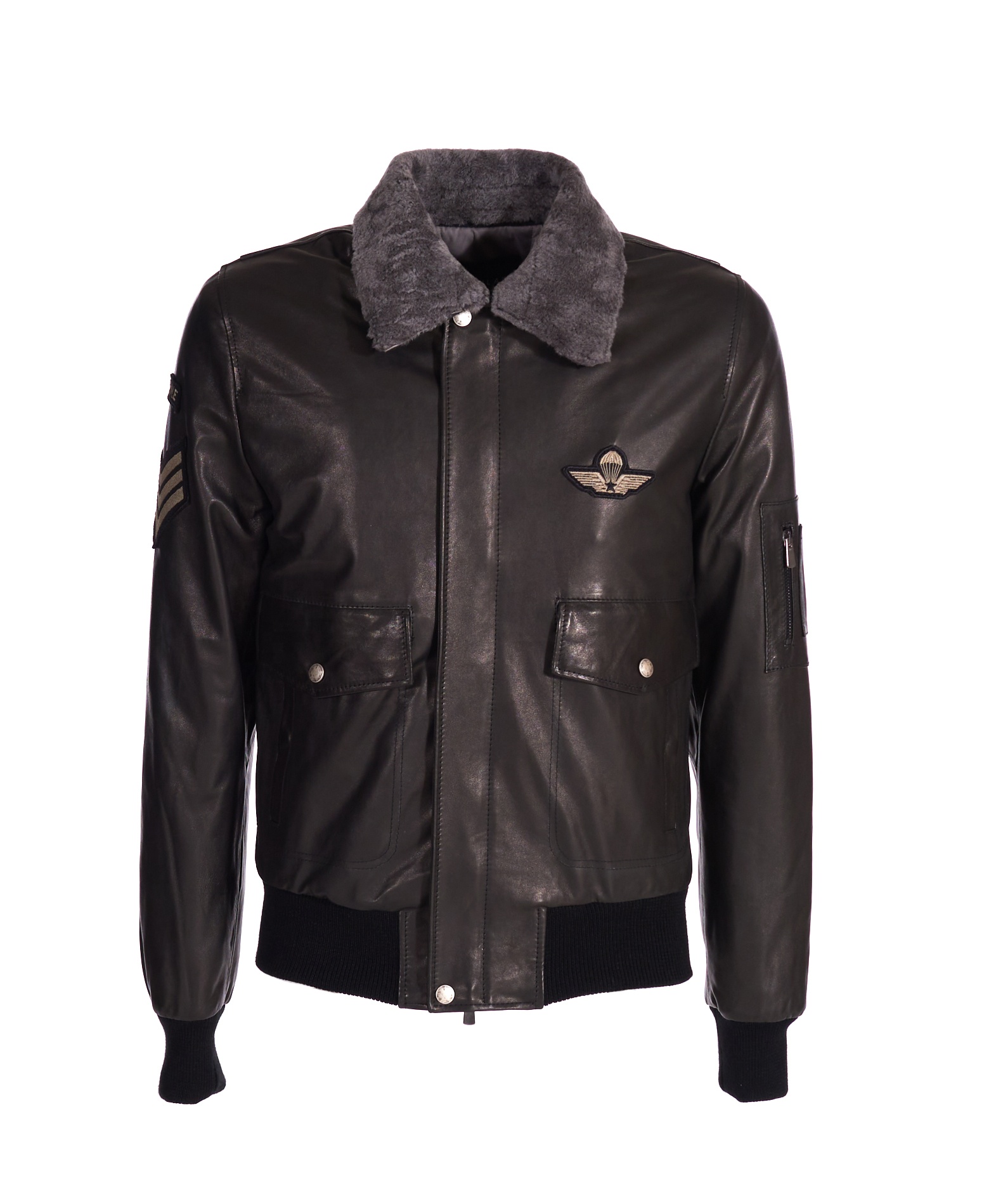 Made in Italy black leather bomber aviator jacket for men Italian product fall jackets for everyday 